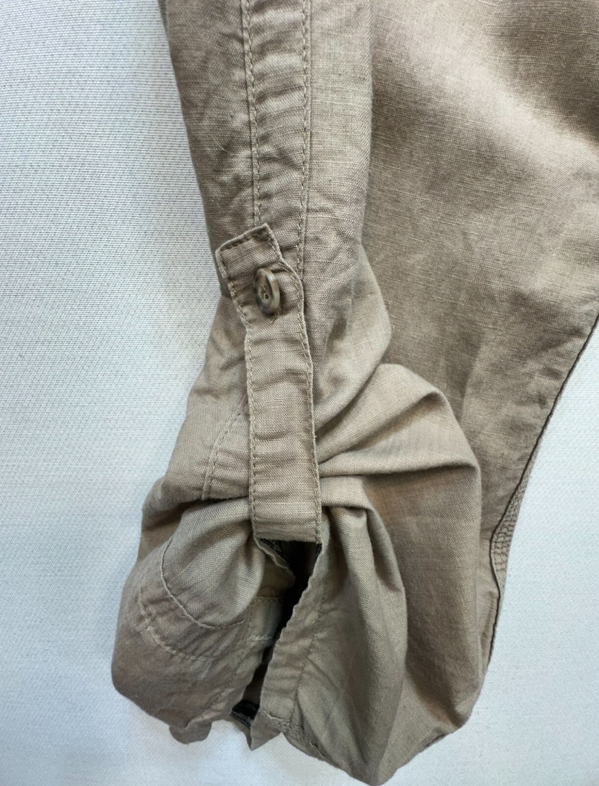Gap Womens Chino Pants Size 12 Tan Relaxed Fit Linen Blend Pockets Casual image 8