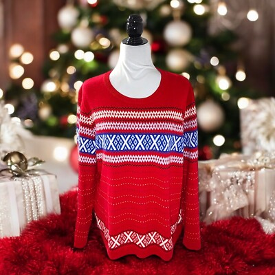 Merry Christmas Christmas Cashmere Sweater Talbots Fair Isle Red