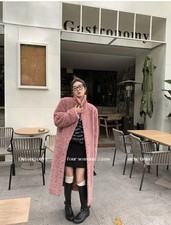 Shearling Faux Fur Coat   Women  s Winter Thickened Loose Mid-Length Jacket,