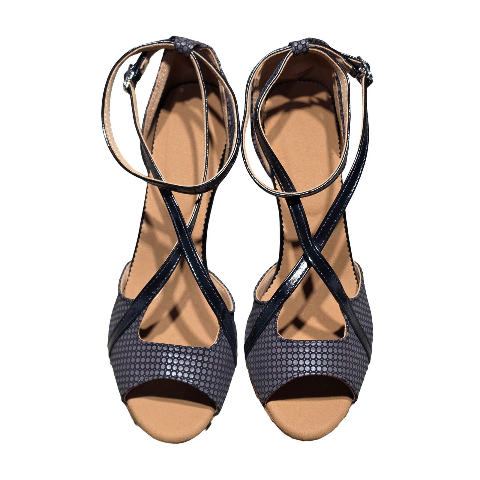 "Tacones de baile latino negros Dance And Sway 2,8"" acampanados talla 10 nuevos con etiquetas"