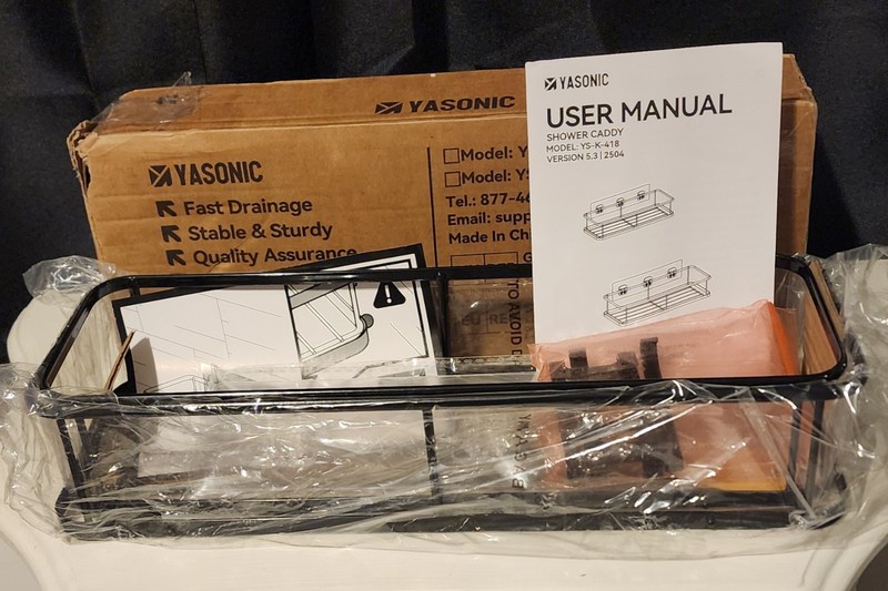 YASONIC Suction Shower Caddy Black Metal Matte Fast Drain 4 Bottle YS-K-418