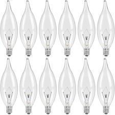 12 Pack E12 Candelabra Bulbs 40W Warm White 2500K Dimmable CA10 Clear