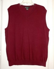 EDDIE BAUER RED SUPIMA COTTON SWEATER VEST Size L