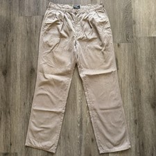 VTG 80s Polo Ralph Lauren Men's 36x34 Pleated Chino Pant Khaki Brown Made In USA
