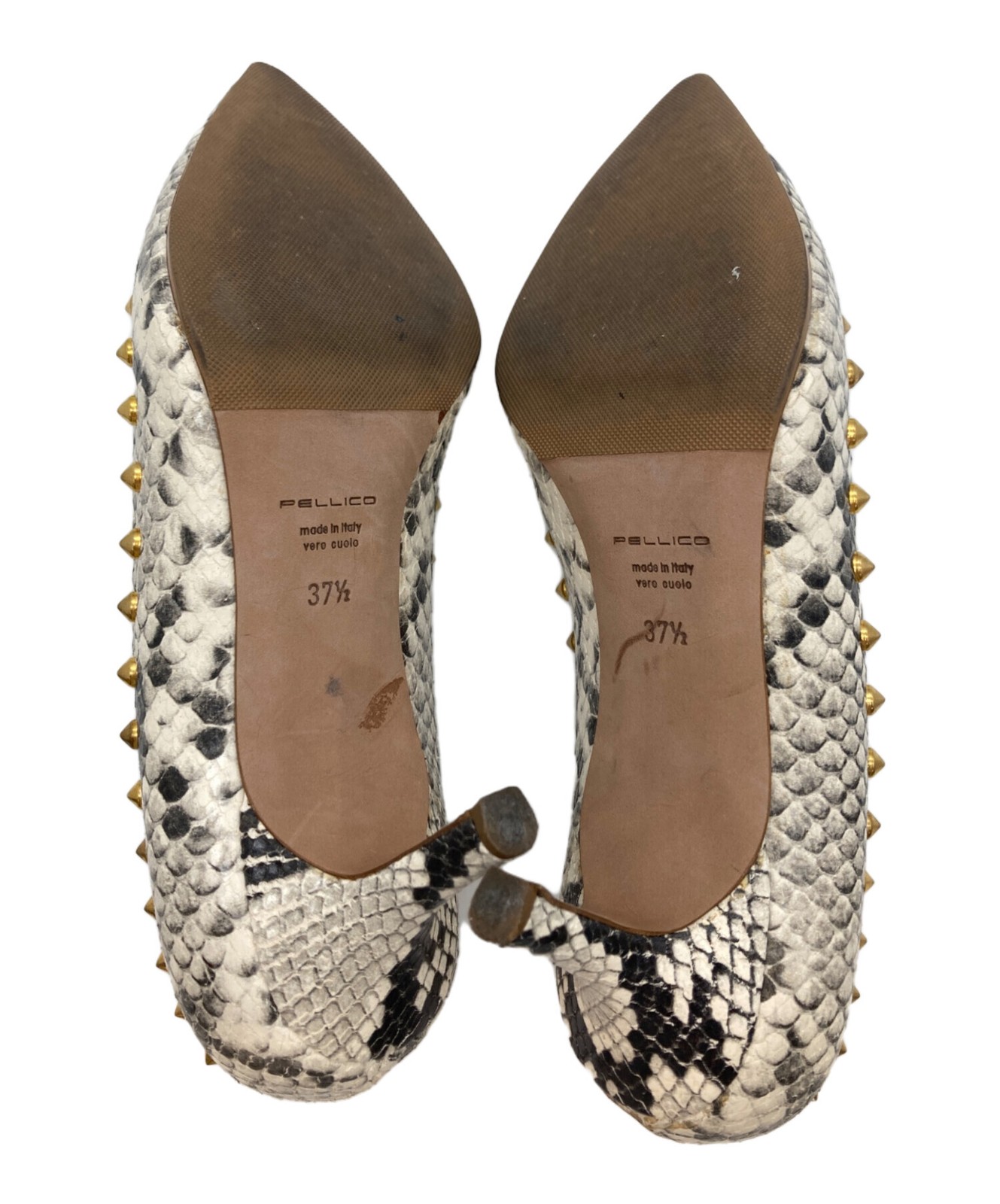 PELLICO Python Print Studded Pumps/ Ivory and Bla… - image 4