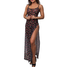 WW CLASSICS Twilight Blossom Multi Black 5829 Maxi Dress Sleeveless Floral