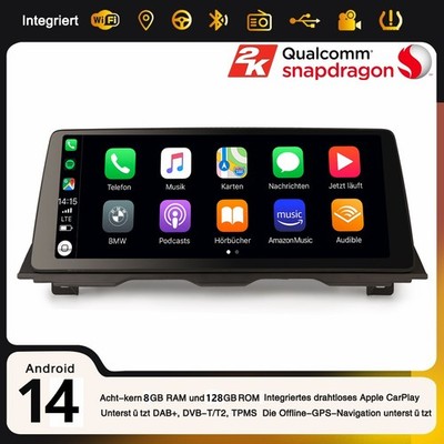 12,3'' 128GB Qualcomm Navi Android 14 DAB+ Autoradio CarPlay BMW 5er F10/F11 NBT