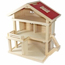 Freda Puppenhaus Puppenm&ouml;bel aus Holz - Puppenvilla Puppenfamilie Puppe Wiege