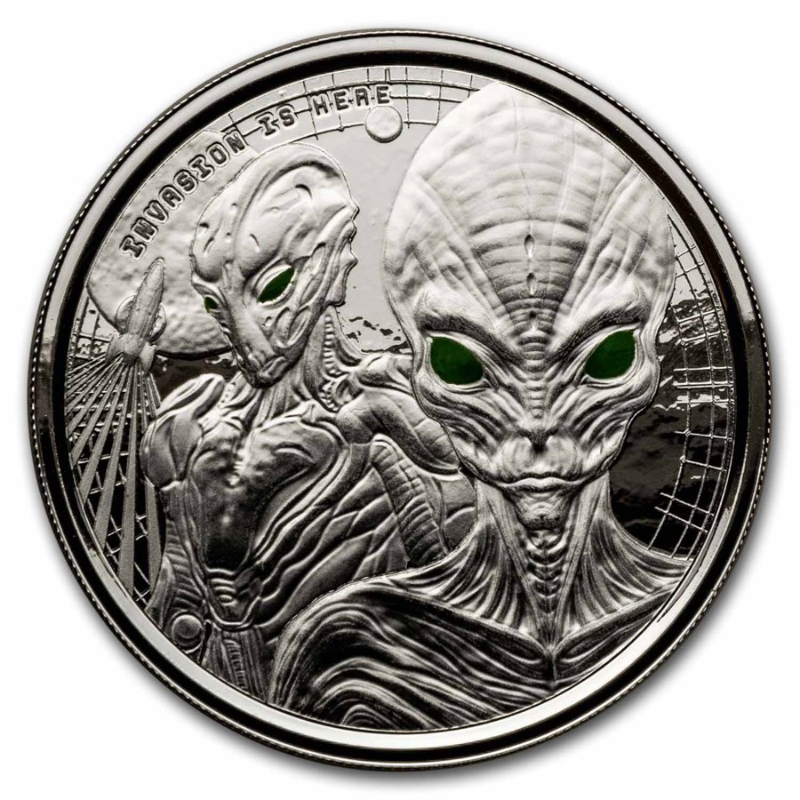 2023 Ghana 1 oz Silver 20 Cedis Space Alien Colorized Proof | eBay