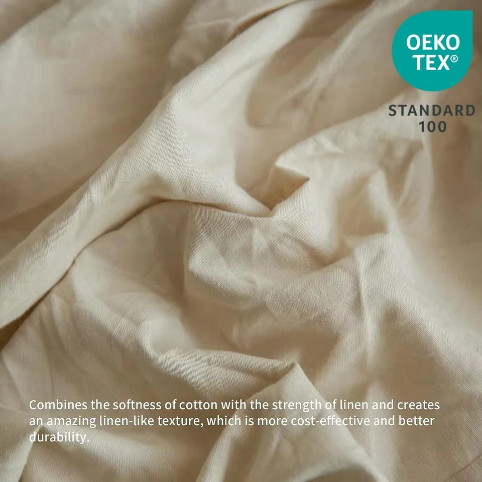 Falda de cama BISELINA francesa de lino con volantes plisados caída a medida de 18 pulgadas Foto 2 de 4