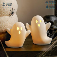 Halloween Deko Geister Figuren Set 2 StüCk Keramik Mit LED Beleuchtung