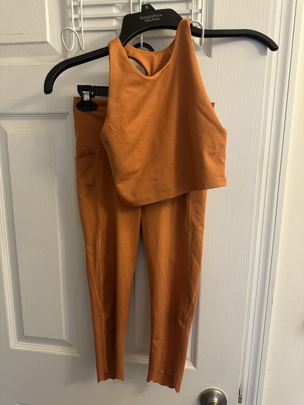 DSG Girls Kids Size Small 8-9 Rust Orange Athletic Leggings Top Sports Bra
