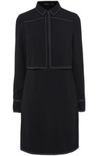 Karen Millen Black Shirt Dress Size 8 Long Sleeve Collared Minimalist Work Wear