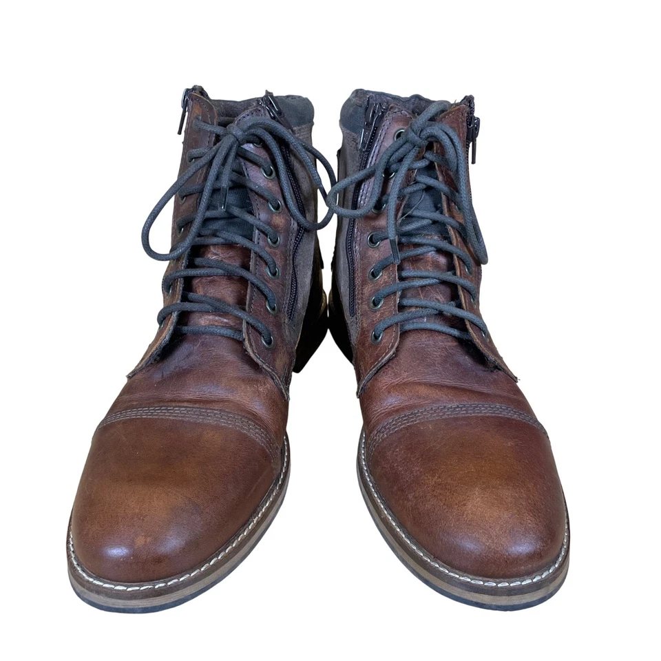 Botas para hombre Franco Fortini talla 11 Dalton cuero marrón con cordones cremallera tobillo informales Foto 3 de 4