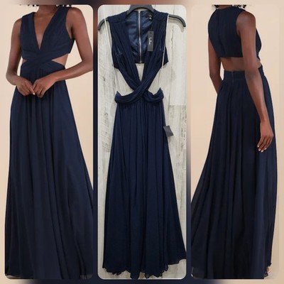 LULUS Vivid Imagination Navy Blue Cutout Maxi Dress**Sexy**Size MEDIUM**NEW**