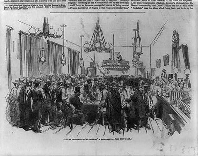 Gold in California,El Dorado,Sacramento,Crowded Gambling House,1852,Interior