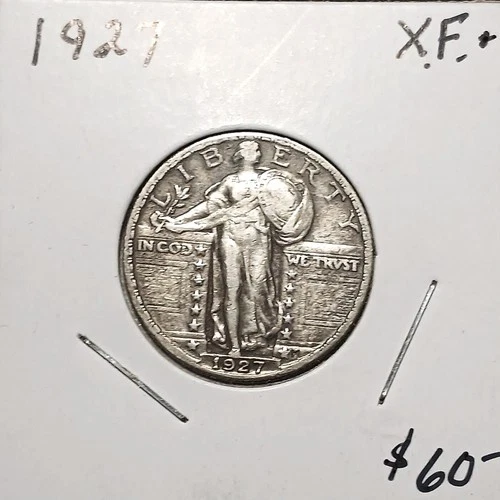 1927 Standing Liberty Silver Quarter Dollar, High Grade, Great Gift,