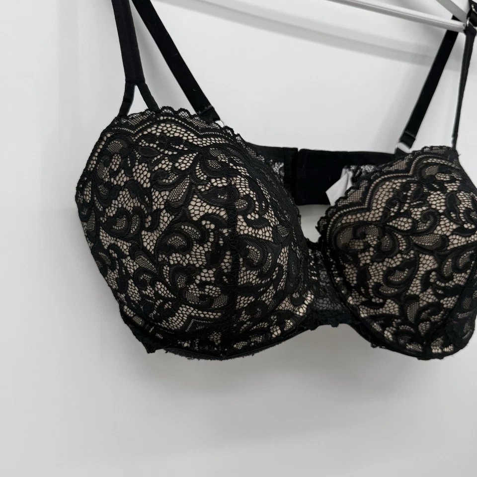 Sujetador pushup Gilligan & O’Malley negro encaje balconette talla 40D Foto 2 de 4