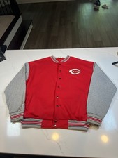 Vintage CINCINNATI REDS Majestic Snap Front Bomber Varsity Jacket Xxl