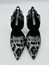 Diane von Furstenberg Blaire Gold Leopard Metallic Slingback Pumps Heels Size 9B