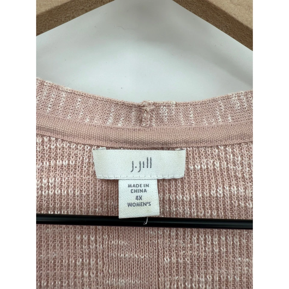 Suéter J Jill Mujer 4X Rosa Beige Cárdigan Frente Abierto Tejido Ligero Foto 3 de 4