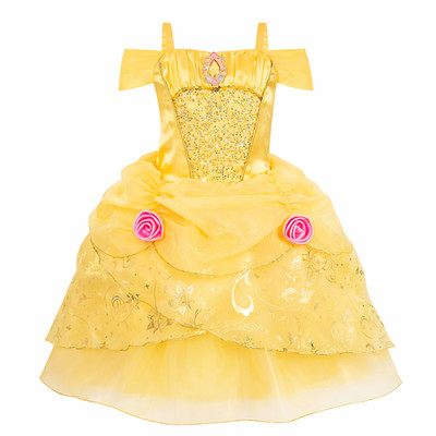 Prinzessin Belle Kostüm Kleid Kinder Mädchen gelb Kleid Die Schöne & das Biest Kostüm