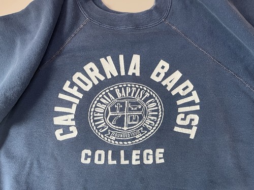 California Baptist College Sweater Vtg 70s Made In USA Small Women’s Cotton