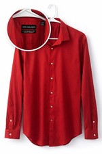 Van Heusen Slim Fit Red Dress Shirt Mens M 15-15.5 Ultra Wrinkle Free Stretch