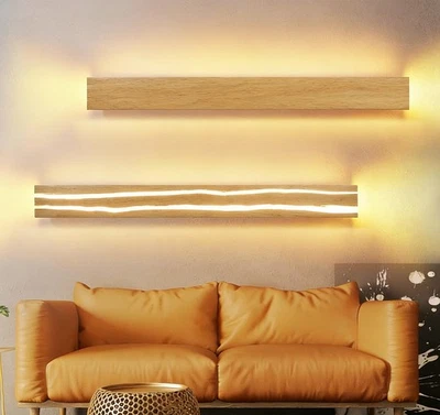 LED Wandleuchte Holz Wandlampe 100cm 16W innen Warmweiß Innenbeleuchtung Vintage - Bild 1 von 4
