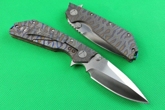 Doc Anodized Titanium Handle Big Heavy Duty Thick D2 Steel Blade Pocket Knife - Image 2 of 4