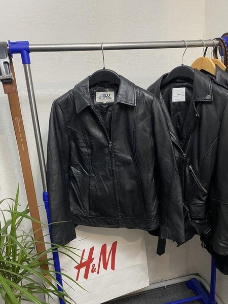 Women Blue Motion Jacket Black Leather 40 / L / 48 #49ZA