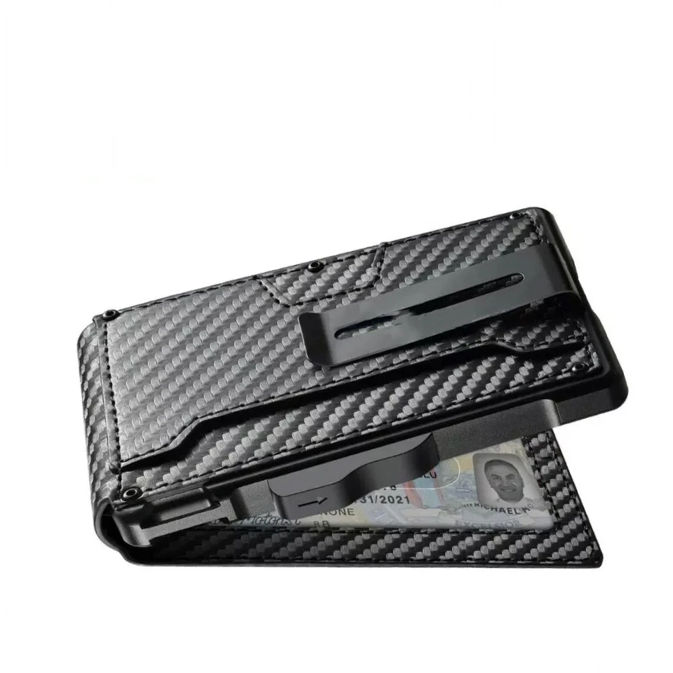 Schmale aufklappbare intelligente Geldbörse mit RFID-Schutz und Geldklammer für Männer, minimalistische Brieftaschen - Bild 4 von 4