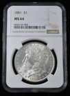 1881 Morgan Silver Dollar $1 NGC MS64 Nice Luster!