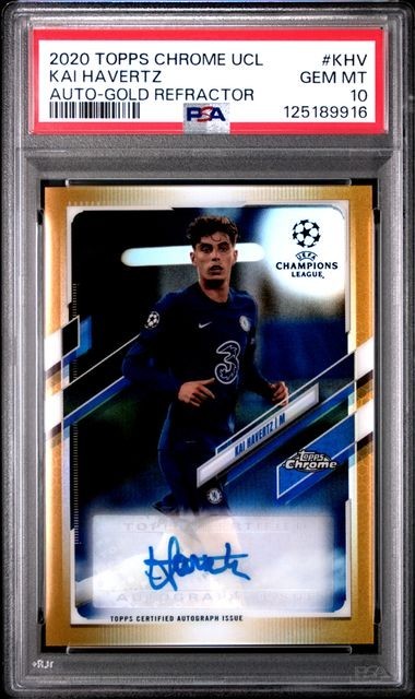 2020-21 Topps Chrome UCL Kai Havertz Gold Refractor Auto /50 Chelsea PSA 10
