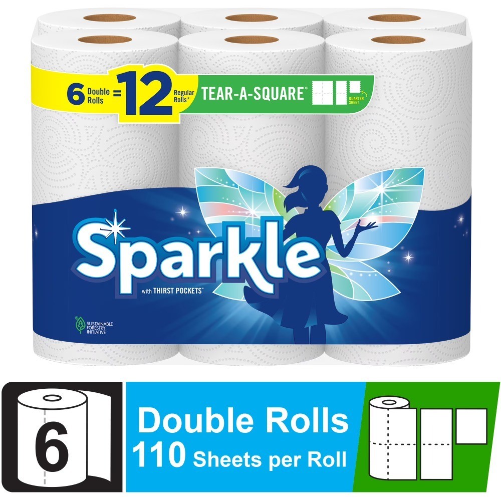 S 6 Rolls Absorbent Kitchen Towels Tear-a-square Sheets