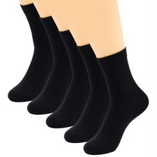 YOSENDE Mens Black Socks Cotton Crew Classic 5 Pairs 6.5-11, 5