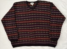 Vintage LL Bean Sweater Women's Large Faire Isle Nordic Multi Color Made in USA