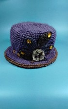 Knitted Woven Warm Bucket Hat Purple One Size