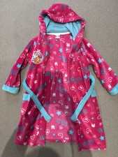 Shopkins 8 Years Pink Multi Long Sleeve Hooded Soft Dressing Gown with Pockets