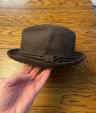 Men's Custom-Made BEE Hats, Fedora, Vintage, Size 7 1/8.  Brown, Excellent Cond!