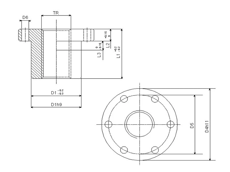 Trapezgewindemutter Flansch EBFM 20x4 links Rotguss - Bild 2 von 2