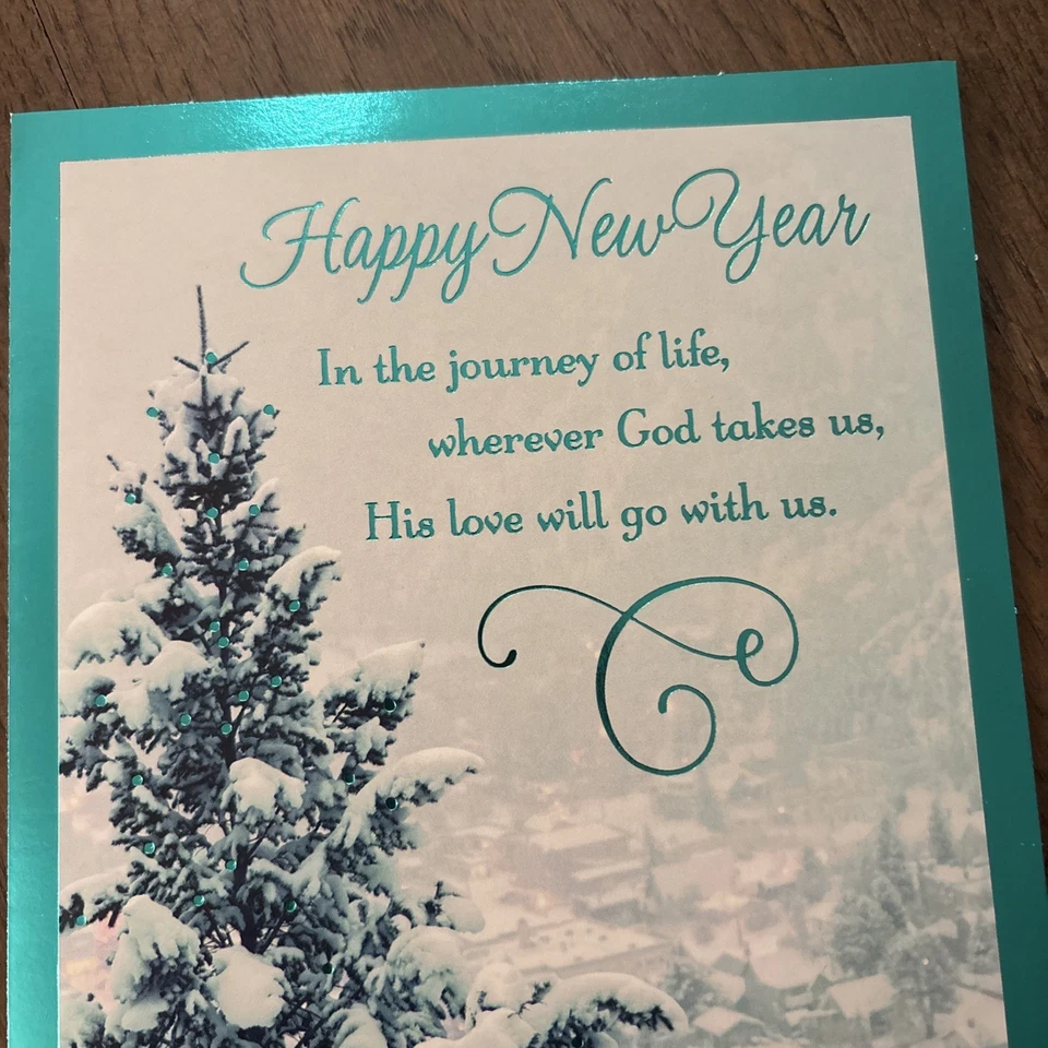Happy New Year WITH TRACKING God’s Blessings 5.5”x8” Religious Greeting Card - Image 3 of 4