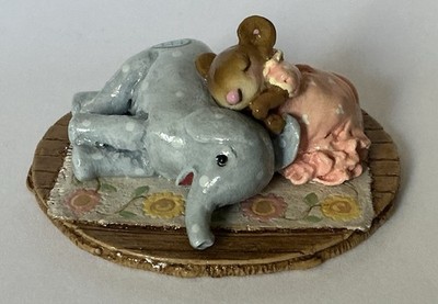 RETIRED Wee Forest Folk Jumbo Pillow M-356 Pink Dress Gray Elephant HARD TO FIND