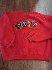 VTG Warner Bros 1995 Looney Tunes Sweatshirt Men's Large Red Hong Kong