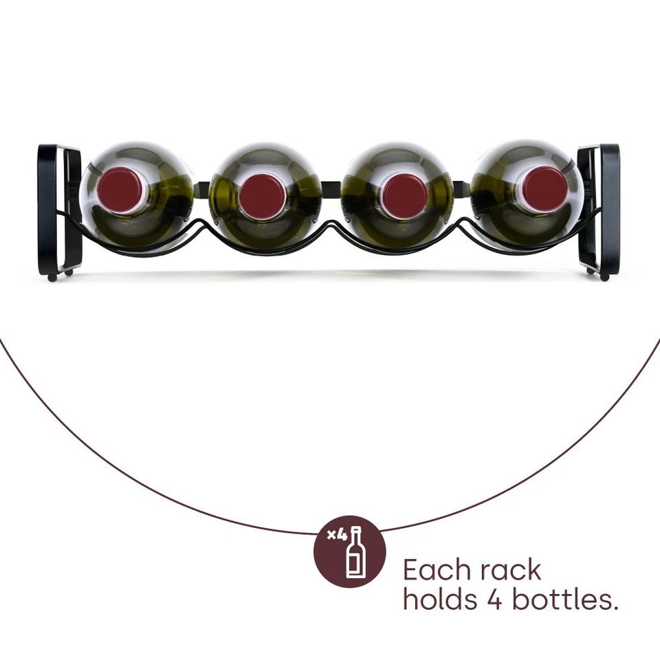 Livivo Modular Wine Rack Set of 2 Matte Black Stackable Steel Bottle Holders - Image 3 of 4
