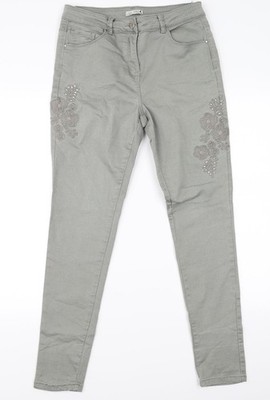 Beigefarbene gerade geblümte Damenjeans Größe 10 L28 von M&Co