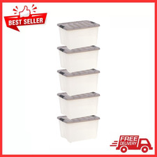 IRIS USA 40 Qt Storage Bins with Lids Clear Stackable Totes 5 Pack