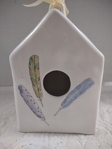 Vieux Bidon En Céramique Par Rae Dunn – Oiseaux Et Vignes, Magenta, Avec Autocollant, édition Limitée 2014