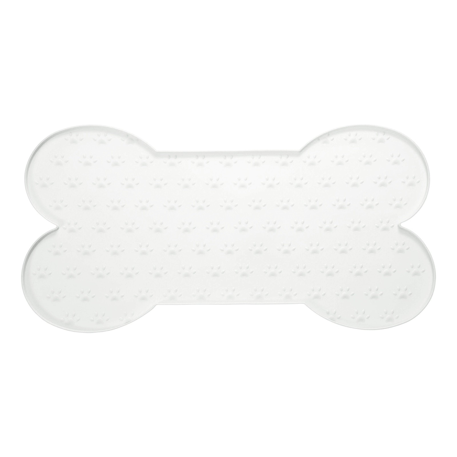 Mat 20x10 Inch Silicone Pet Feeding Mat Bone Shaped White