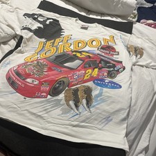 Vtg RARE 1997 Chase Made in USA Jeff Gordon Jurassic Park NASCAR T-Shirt XL NOS
